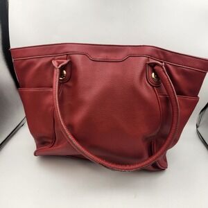 Tommy Hilfiger Red Pebbled Faux Leather‎ Tote Bag Shoulder Purse
